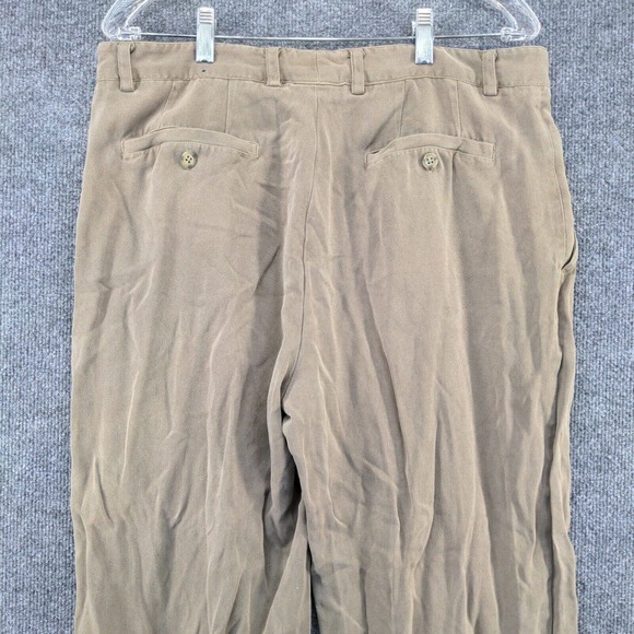 AXIS LA Men's Straight Leg Chino Pants Tan 36 Pleated Front Cuffed Hem Silk - Picture 6 of 10
